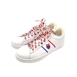 K-Swiss Court Vittora White Leather Sneakers Logo Laces 7.5 Retro Y2K Americana